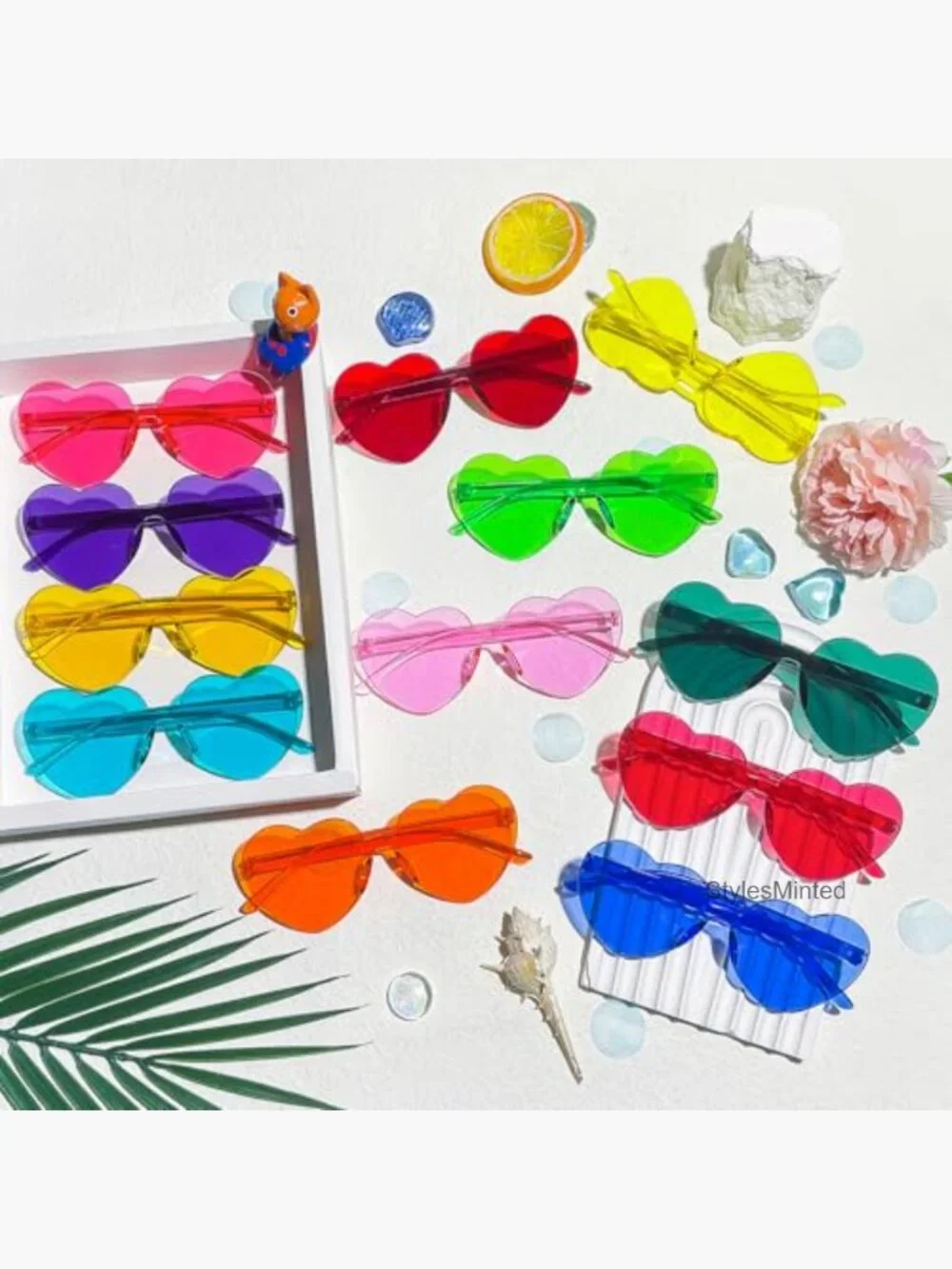 24-Pack Heart/Star Shaped Kids Rimless Party Sunglasses